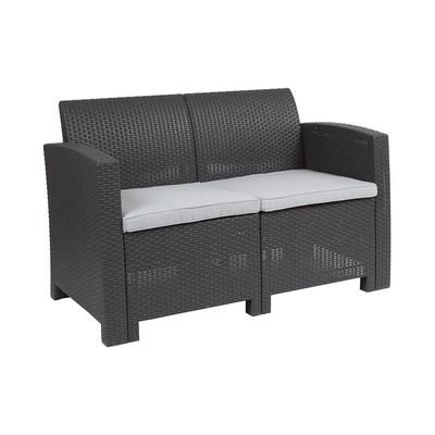 Flash Furniture DAD-SF2-2-DKGY-GG 47"W Outdoor Loveseat w/ Seat Cushions - 30"H, Resin, Dark Gray