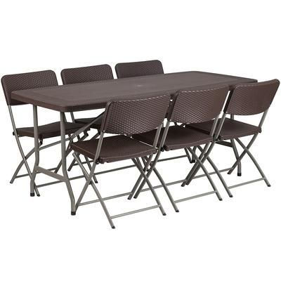 Flash Furniture DAD-YCZ-172-61-GG Rectangular Folding Table & 6 Folding Chair Set - 67 1/2"W x 32 1/2"D x 28 3/4"H, Gray