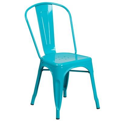 Flash Furniture ET-3534-CB-GG Stacking Chair w/ Vertical Slat Back - Metal, Crystal Teal, Indoor/Outdoor