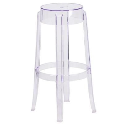 Flash Furniture FH-118-APC2-GG Backless Commercial Bar Stool w/ Plastic Seat, Transparent Crystal