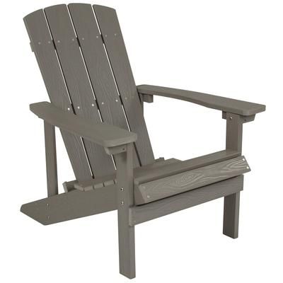 Flash Furniture JJ-C14501-LTG-GG 29 1/2"W Charlestown Adirondack Chair - 35"H, Resin, Gray, Light Gray, Faux Wood
