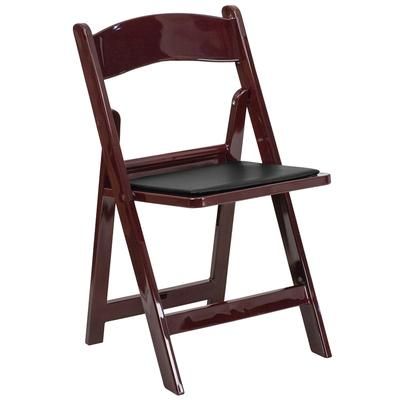 Flash Furniture LE-L-1-MAH-GG Folding Chair w/ Black Vinyl Back & Seat - Resin Frame, Mahogany, Hercules Series, Pack of 2