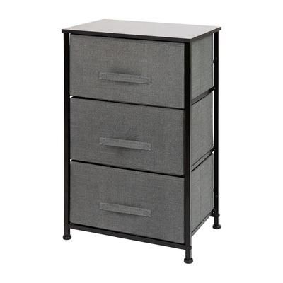 Flash Furniture WX-5L20-X-BK-GR-GG 17 3/4"W Storage Organizer w/ (3) Dark Gray Fabric Drawers, Black Cast Iron Frame