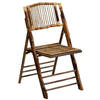 Flash Furniture X-62111-BAM-GG Folding Chair w/ Curved Back - Bamboo, Indoor/Outdoor