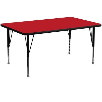 Flash Furniture XU-A3060-REC-RED-H-P-GG Rectangular Activity Table - 60"L x 30"W, Laminate Top, Red