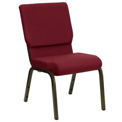 Flash Furniture XU-CH-60096-BY-GG Stacking Church Chair w/ Burgundy Polyester Back & Seat - Steel Frame, Gold Vein