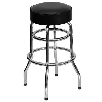 Flash Furniture XU-D-100-GG Backless Swivel Commercial Bar Stool w/ Black Vinyl Seat, Chrome