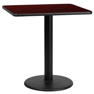 Flash Furniture XU-MAHTB-3030-TR18-GG 30" Square Dining Height Table w/ Mahogany Laminate Top - Cast Iron Base, Black