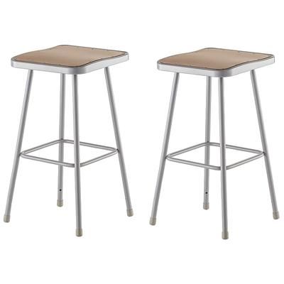 National Public Seating 6330 CR6200 Square Backless Stool w/ Masonite Board Seat, Gray