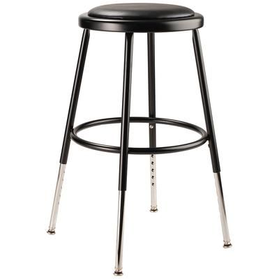 National Public Seating 6418H-10 Round Backless Stool w/ Black Vinyl Padded Seat, Black, Pack of 2