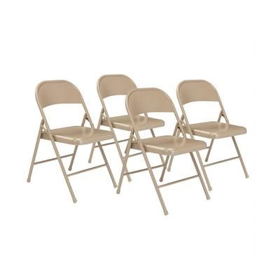National Public Seating 901 Folding Chair w/ Beige Steel Back & Seat - Steel Frame, Beige