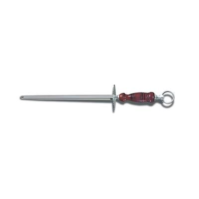 Victorinox 7.8991.23 12" Round Sharpening Steel w/ Regular Cut, Loose Ring, Dark Wood Handle