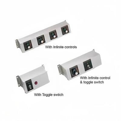 Hatco RMB-14AL Remote Control Enclosure w/ 1 Toggle & 1 Infinite Switch & 1 Indicator Lights for 120v, 1 Toggle & 2 Infinite Switches & 2 Indicator Lights, Silver