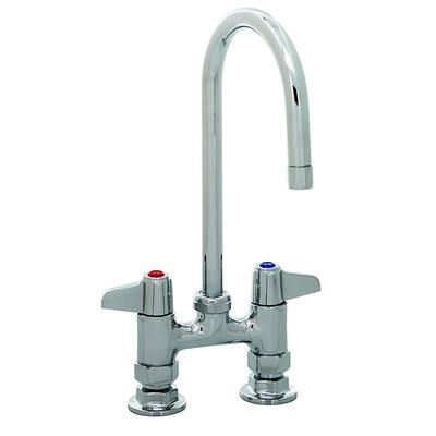 T&S 5F-4DLX05 Deck Mount Faucet - 5 1/2" Swivel Gooseneck Spout, 4" Centers