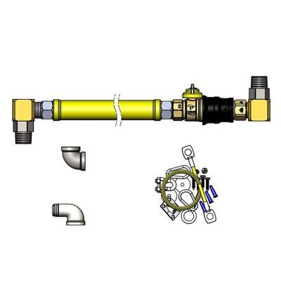 T&S HG-4E-48GS-K 48" Gas Connector Hose w/ Quick Disconnect, 90Â° Elbow, & Restraining Cable Kit