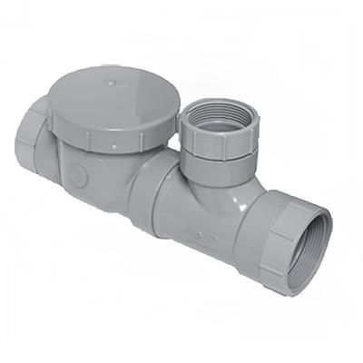 Canplas 3934135AT Threaded Format Flow Control w/ Fittings, Cleanout & Air Intake, 35 GPM, 4", Gray