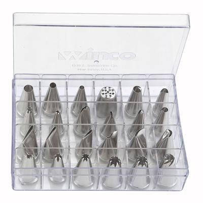 Winco CDT-24 24 Piece Cake Decorating Tube Set, Stainless, Silver