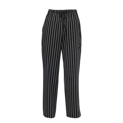 Winco UNF-3CXXL Poly Cotton Chef Pants, 2X-Large, Chalk Stripe, Black