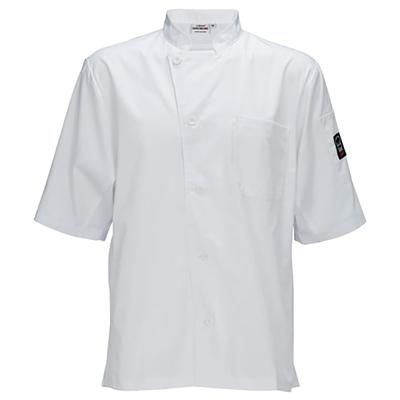 Winco UNF-9WS Broadway Ventilated Chef's Shirt w/ Short Sleeves - Poly/Cotton, White, Small