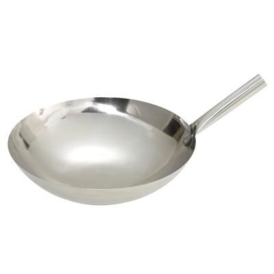 Winco WOK-14N 14" Stainless Stir Fry Pan, Stainless Steel