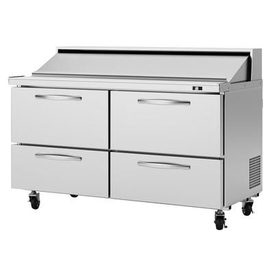 Turbo Air PST-60-D4-N 60 1/4" PRO Series Sandwich/Salad Prep Table w/ Refrigerated Base, 115v, Holds 16 Sixth-Size Pans, 4 Drawers, Stainless Steel