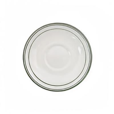 CAC GS-2 6" Round Greenbrier Coffee Cup Saucer - Plain, 3 Green Bands, White