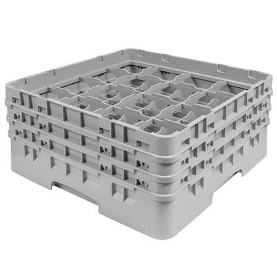 Cambro 16S638151 Camrack Glass Rack w/ 16 Compartments - 16 Gray Extenders, Soft Gray, 3 Gray Extenders