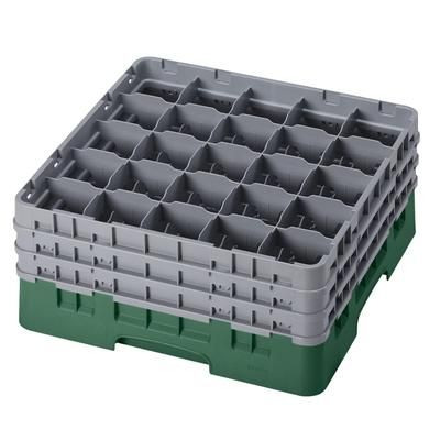 Cambro 25S738119 Camrack Glass Rack w/ 25 Compartments - 25 Gray Extenders, Sherwood Green, 3 Soft Gray Extenders