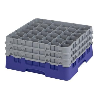 Cambro 36S738186 Camrack Glass Rack w/ 36 Compartments - 36 Gray Extenders, Navy Blue, 3 Extenders