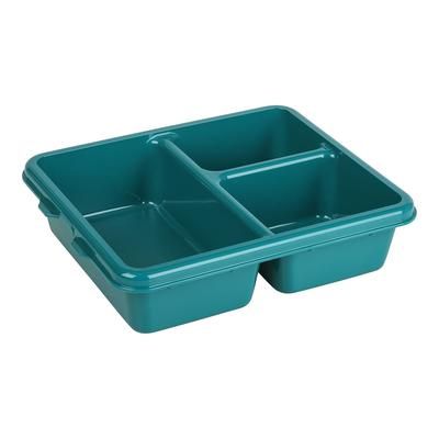 Cambro 9113CW414 Plastic Meal Delivery Tray w/ 3 Compartments, 9" x 11", Teal, Polycarbonate, Blue