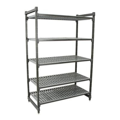 Cambro CBU183064V5580 30" NSF 5-Tier Polymer Shelf Kit - Camshelving Basics Plus, 18"W, 64"H, 18" x 30" x 64", Gray