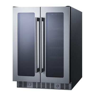 Summit ALFD24WBV 24" 2 Section Commercial Wine Cooler w/ 2 Zones - 21 Bottle Capacity, 115v, Silver