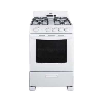 Summit RG244WS 24"W Gas Stove w/ 4 Burners - White, Natural Gas, Gas Type: NG