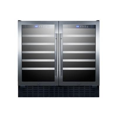 Summit SWC3668ADA 35 3/8" 2 Section Commercial Wine Cooler w/ 2 Zones - 68 Bottle Capacity, 115v, Silver