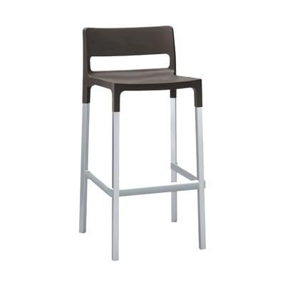 emu B9208 (22) 39" Olly Barstool w/ Solid Back & Seat - Aluminum/Plastic, Anthracite, Aluminum & Poly Frame, Gray