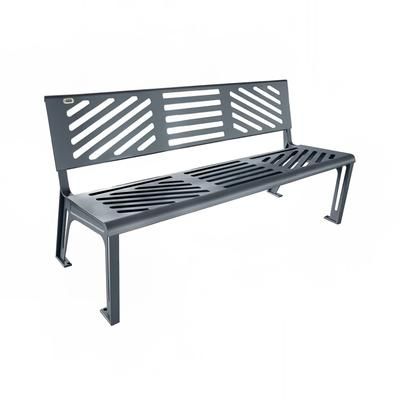 emu U397M 65 1/2" Essen Steel Bench - Outdoor, Cast Iron Frame, Steel Gray, Steel Back and Seat