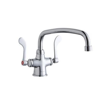Elkay LK500AT14T4 Deck Mount Double Pantry Faucet w/ 14" Arched Swing Spout & 4" Wrist Blade Handles, Chrome