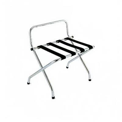 CSL 1055C-BL-1 Metal Luggage Rack w/ 2 1/4" Black Poly Straps - 24 1/4"W x 16"D x 26 1/2"H, Chrome