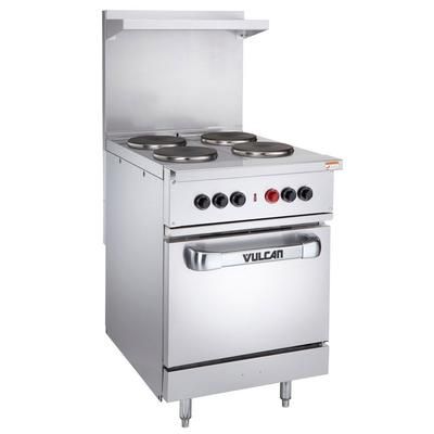 Vulcan EV24S-4FP240 24" EV Series Commercial Electric Range w/ 4 French Hot Plates, 240v/1ph/3ph, Stainless Steel