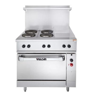Vulcan EV36S-4FP12G240 36" EV Series Commercial Electric Range w/ 4 French Hot Plates & 4 Griddle, 240v/1ph/3ph, Stainless Steel