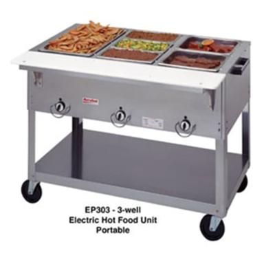 Duke EP302 2401 30 3/8" Hot Food Table w/ 2 Wells & Cutting Board, 240v/1ph, Silver