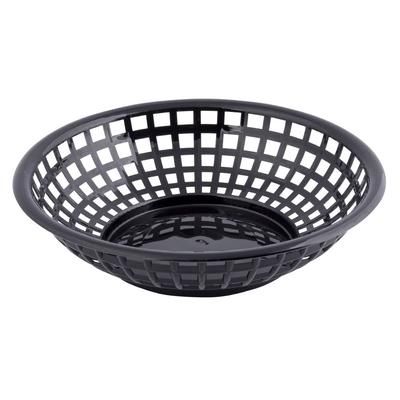 Tablecraft 1075BK Round Serving Basket, 8" x 2 3/8", Poly, Black