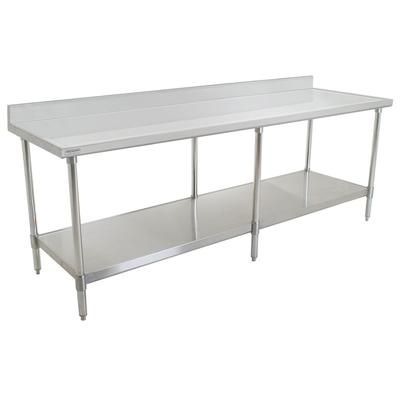 Eagle Group T3096SEM-BS 96" 14 ga Work Table w/ Undershelf & 300 Series Stainless Steel Top, 4 1/2" Backsplash