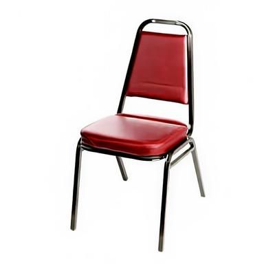 Oak Street SL2082-WINE Stacking Chair w/ Wine Vinyl Back & Seat - Steel Frame, Black
