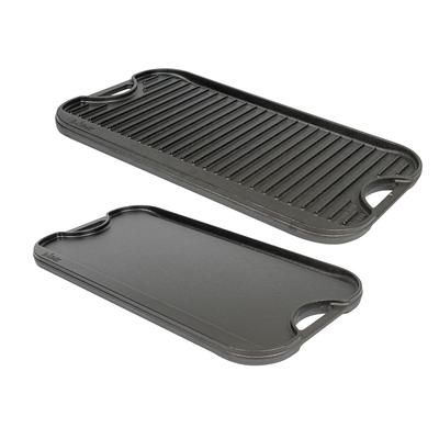 Lodge LPGI3 Rectangular Grill/Griddle Pan w/ Handles - 20" x 10 1/2", Cast Iron, Black
