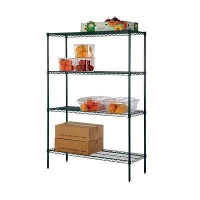 Focus FK183674GN 36" NSF 4-Tier Epoxy Coated Wire Shelf Kit - 18"W, 74"H, Green Epoxy, 18" x 36" x 74"