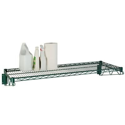 Focus FWS1848GN Direct Wall Mount Kit w/ (2) 18"D Brackets & 48"W Wire Shelf, Epoxy, Epoxy Coated, 48" x 18", Green