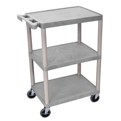 Luxor HE34-G 3-Level Polymer Utility Cart w/ 400-lb Capacity, Raised Ledges, Gray