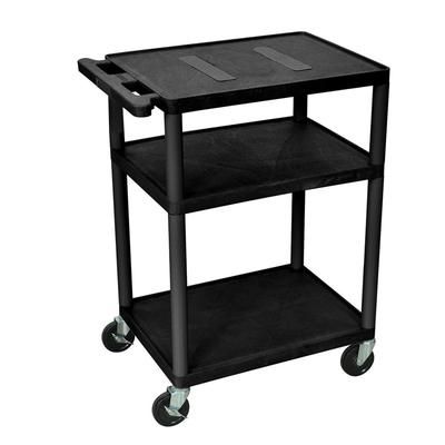 Luxor LE34-B 34" 3 Level A/V Utility Cart w/ 400 lb Capacity - Plastic, Black