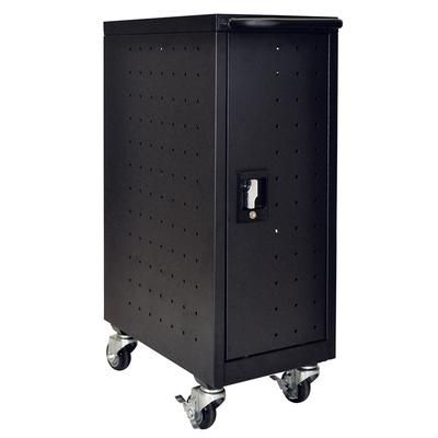 Luxor LLTM16-B-V2 3 Level Computer Cart w/ 10 ft Cord, Black, Chrome